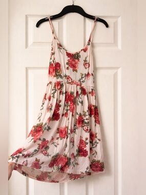 DEB Y2K pink rose skater dress small coquette 2000s mall girl Cottagecore